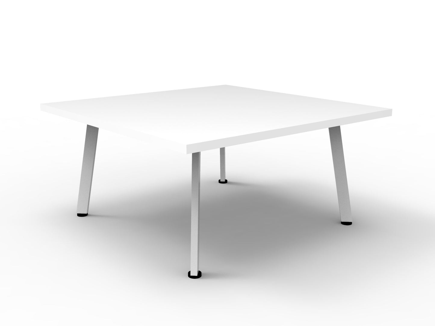 Eternity Square Coffee Table Natural White Top & White Satin Base / 900mm W x 900mm D x 450mm H product view for office furniture hire