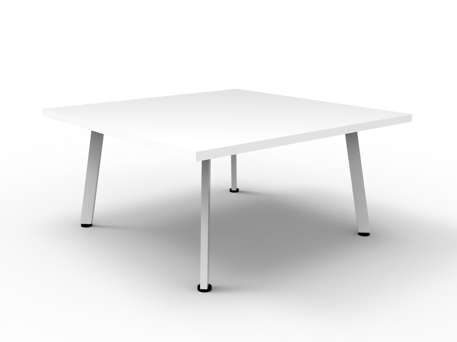 Eternity Square Coffee Table Natural White Top & White Satin Base / 900mm W x 900mm D x 450mm H product view for office furniture hire