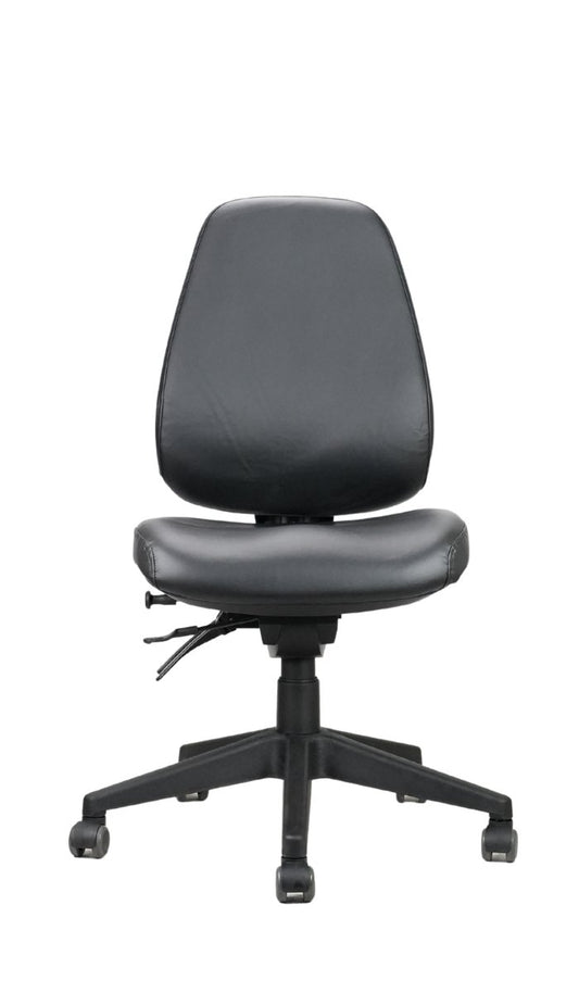 Endeavour Pro Ergo Chair black PU leather for commercial chair hire