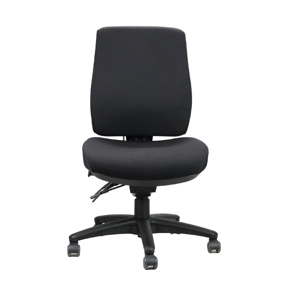 Ergo Air Chair black fabric high back operator chair for office furniture hire