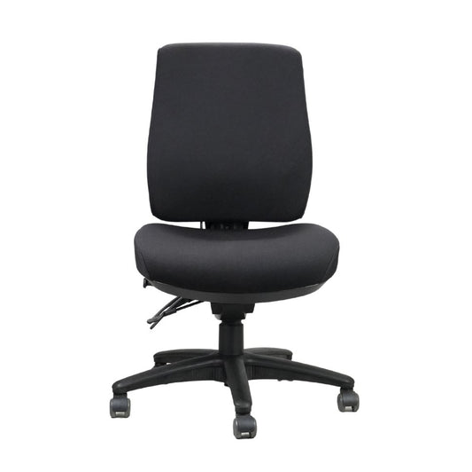 Ergo Air Chair black fabric high back operator chair for office furniture hire