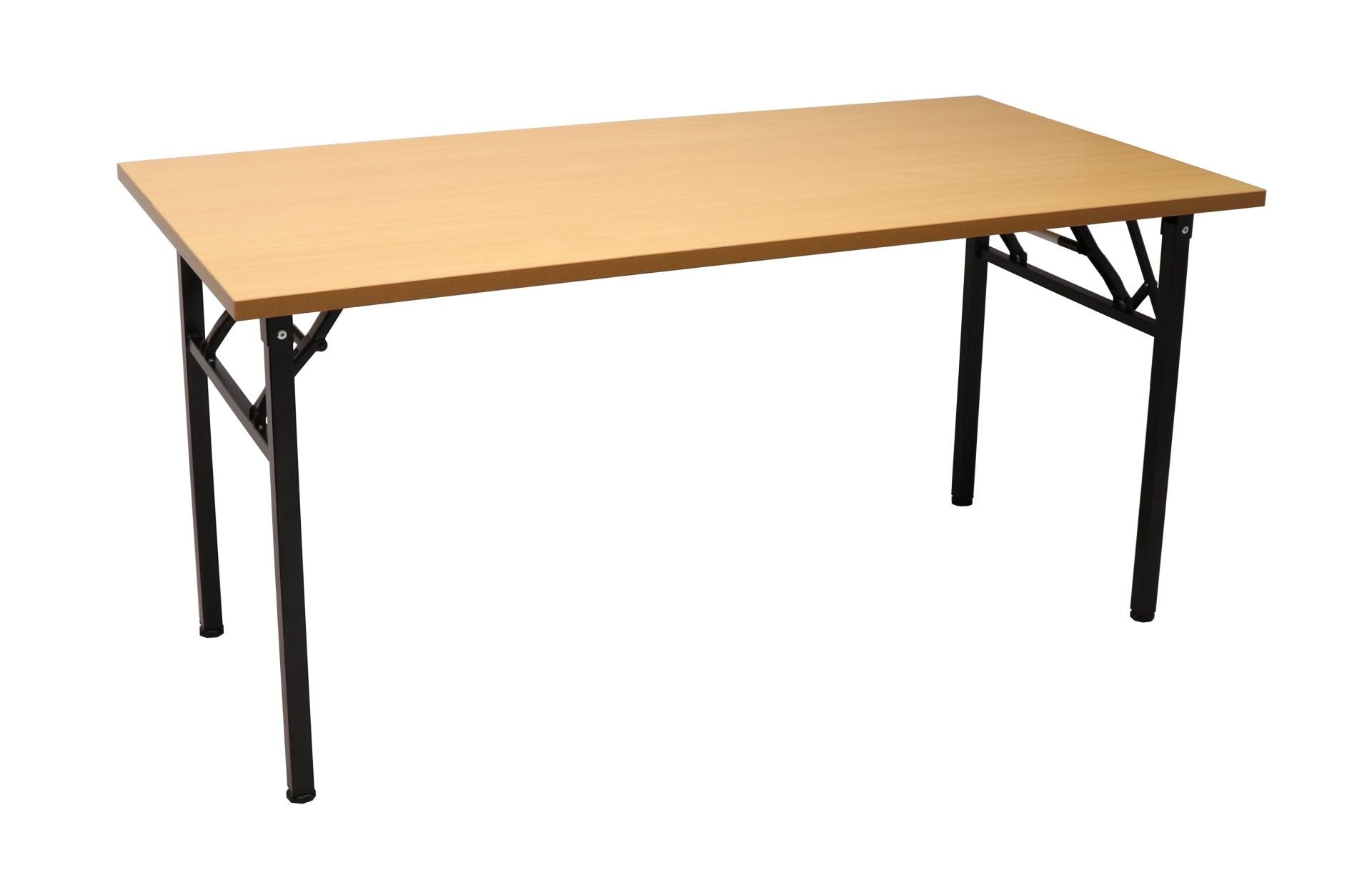 Steel Frame Folding Table Beech Top & Black P/C Base / 1800mm W x 750mm D product view for office furniture hire