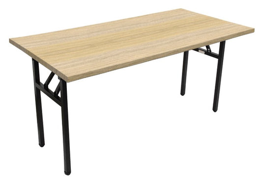 Steel Frame Folding Table Hire in natural oak - primary view