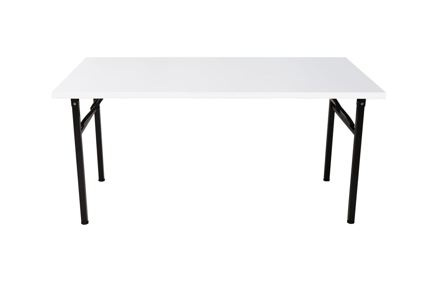 Steel Frame Folding Table Natural White Top & Black P/C Base / 1800mm W x 750mm D product view for office furniture hire