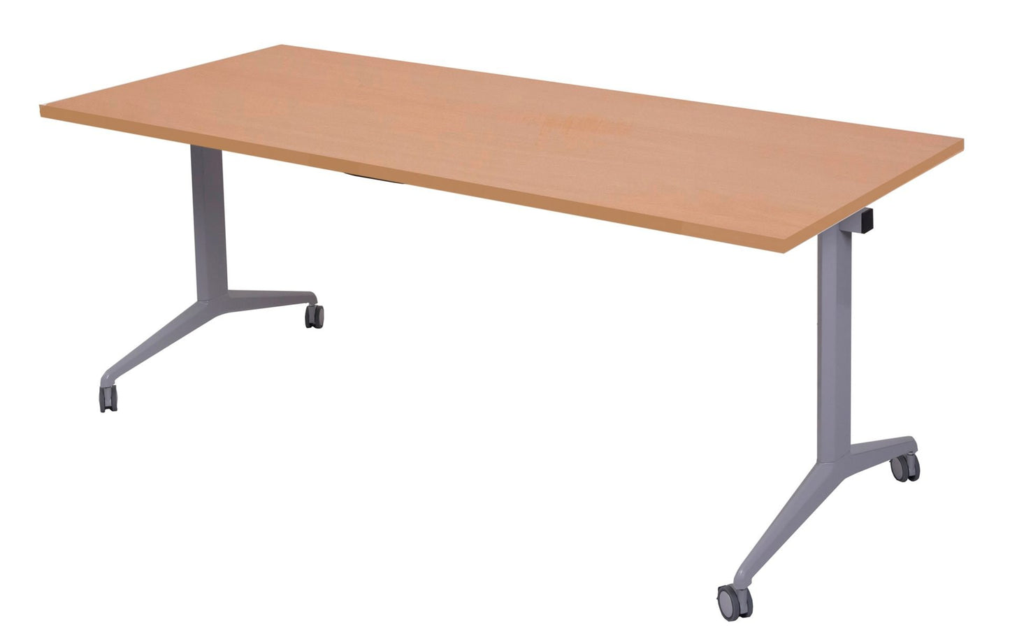 Rapidline Flip Top Table Beech Top & Precious Silver Base / 1800mm W x 750mm D product view for office furniture hire