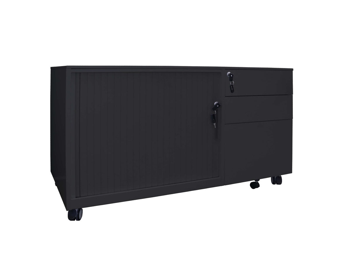 GO Steel Mobile Caddy - Left Tambour Hire in black - primary view