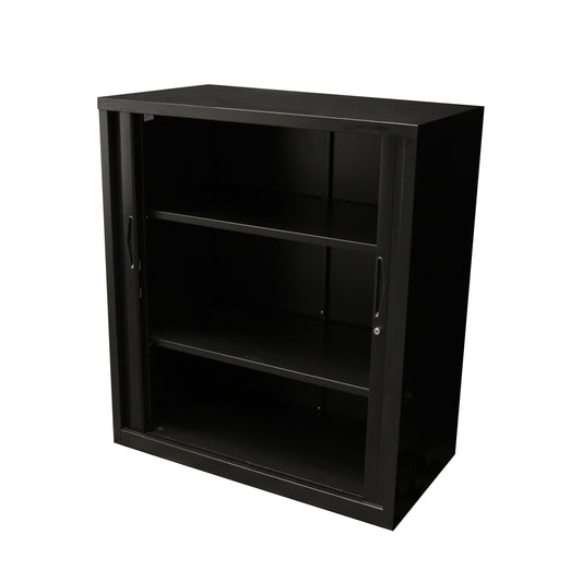 GO Tambour Door Cupboard 900mm W Hire in black - front view