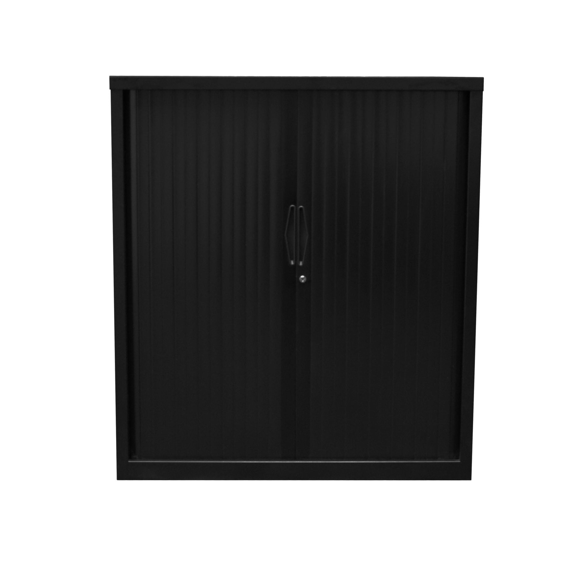 GO Tambour Door Cupboard 1200mm W 1200mm H x 1200mm W x 474mm D / Black Satin / Without Shelves product view for office furniture hire
