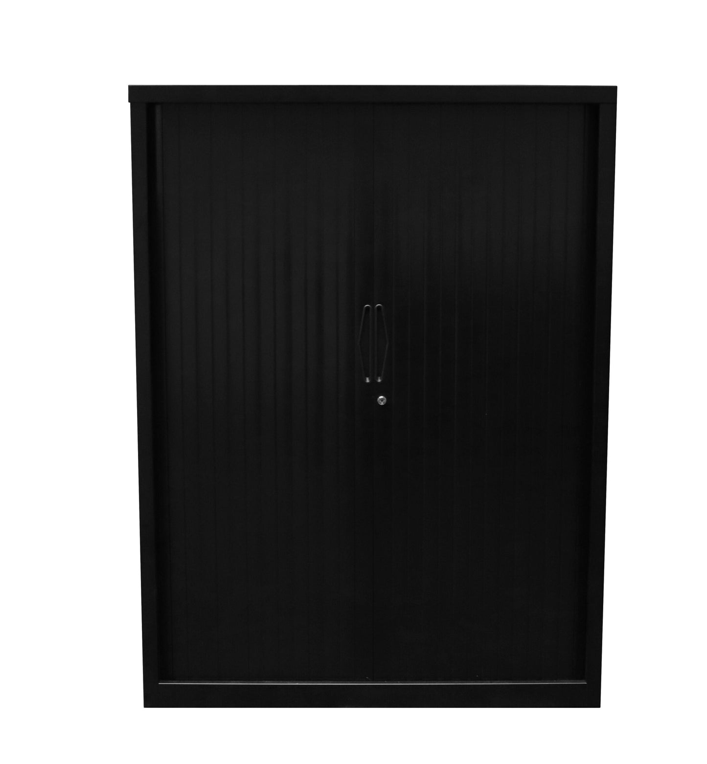 GO Tambour Door Cupboard 1200mm W 1016mm H x 1200mm W x 474mm D / Black Satin / Without Shelves product view for office furniture hire