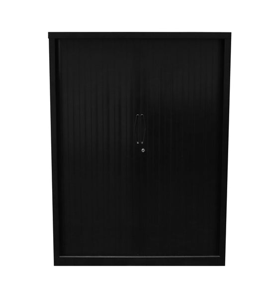 GO Tambour Door Cupboard 1200mm W Hire in black - front view