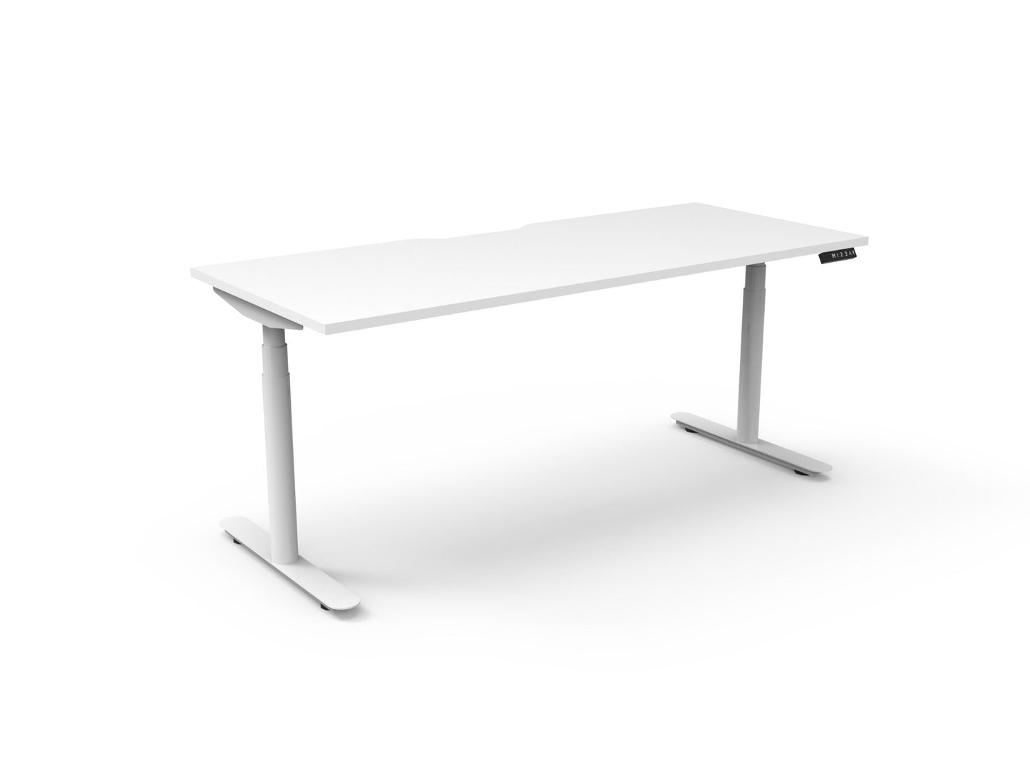 Halo+ Single Sided Desk natural white finish product view for office furniture hire