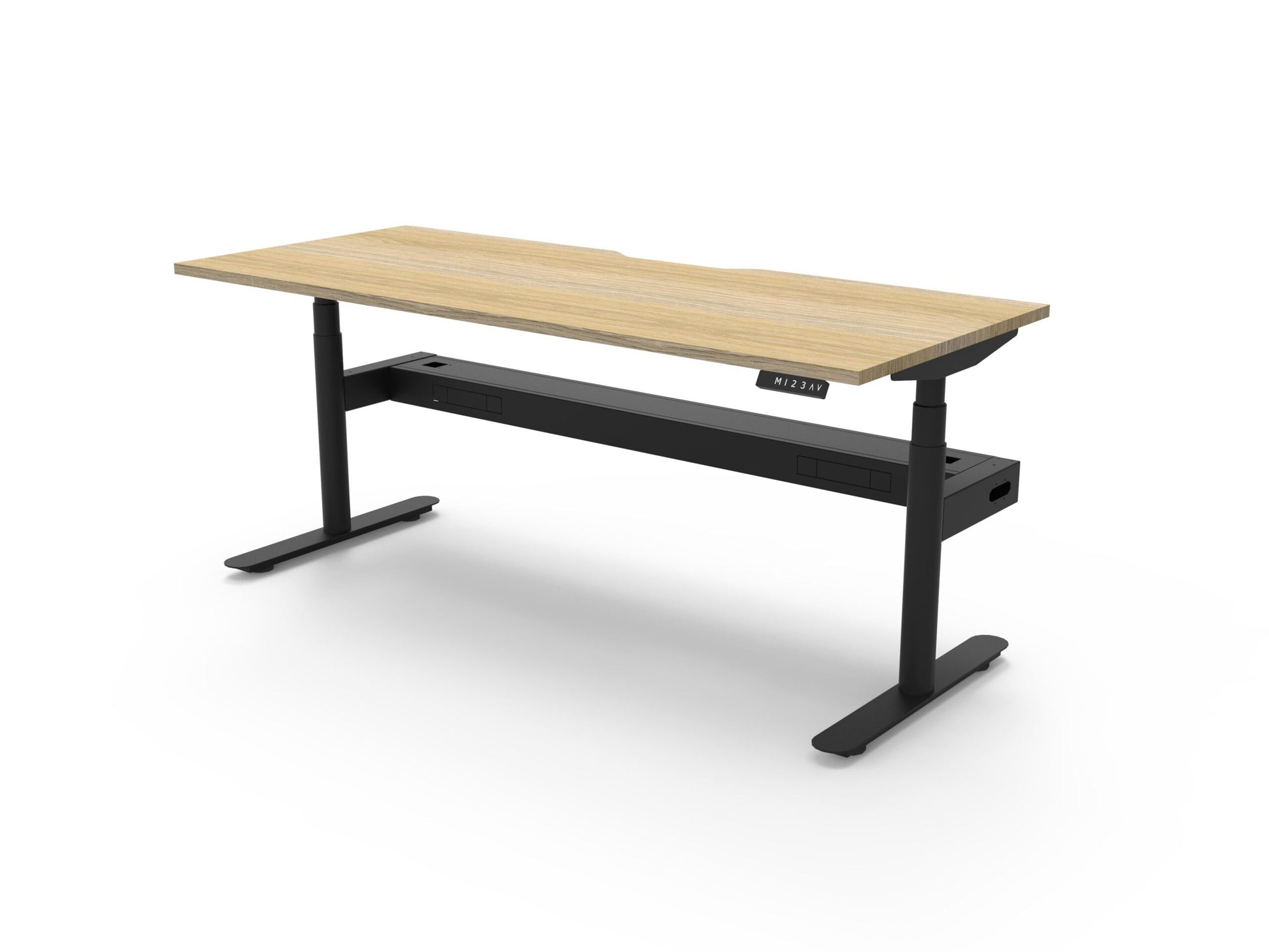 Halo+ Single Sided Desk natural oak finish product view for office furniture hire