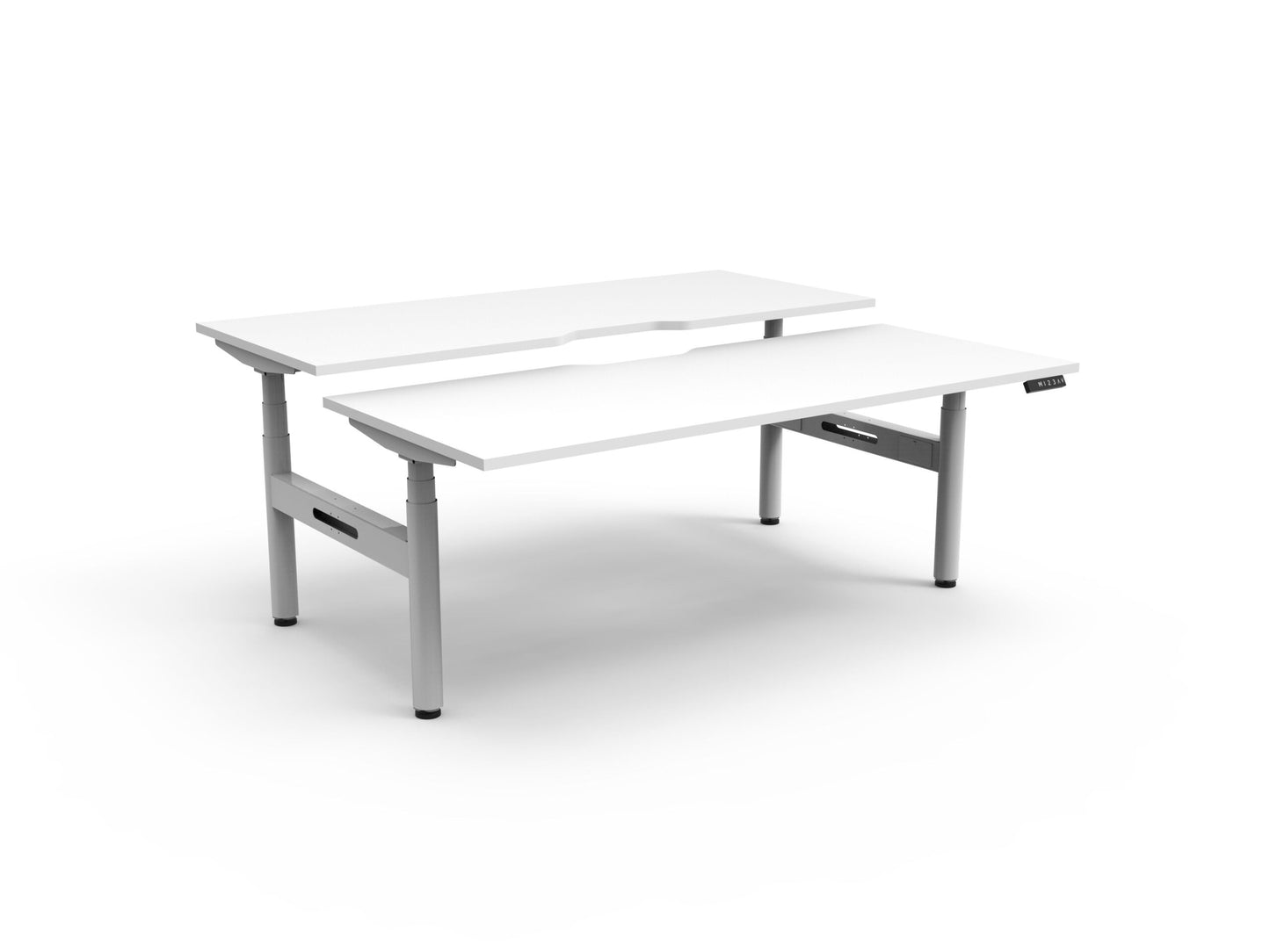 Halo+ Back to Back Desk Without Cable Tray / Natural White Top & White Satin Frame / N/A / Without Screen / 1500mm W x 750mm D product view for office furniture hire