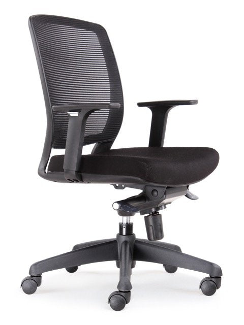 Hartley Task medium mesh back chair black fabric for office furniture hire