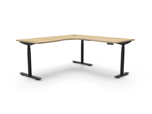 Halo+ Corner Workstation Hire in black - primary view