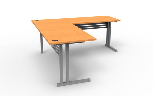 Rapid Span C-Leg Corner Workstation Hire in beech - front view