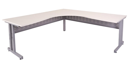 Rapid Span C-Leg Corner Workstation Hire in natural white - primary view