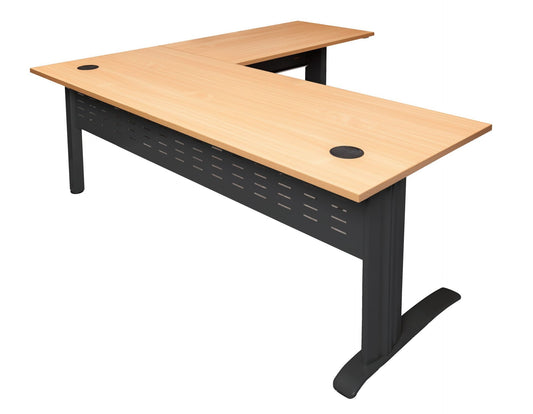 Rapid Span Desk & Return black frame primary view for office furniture hire