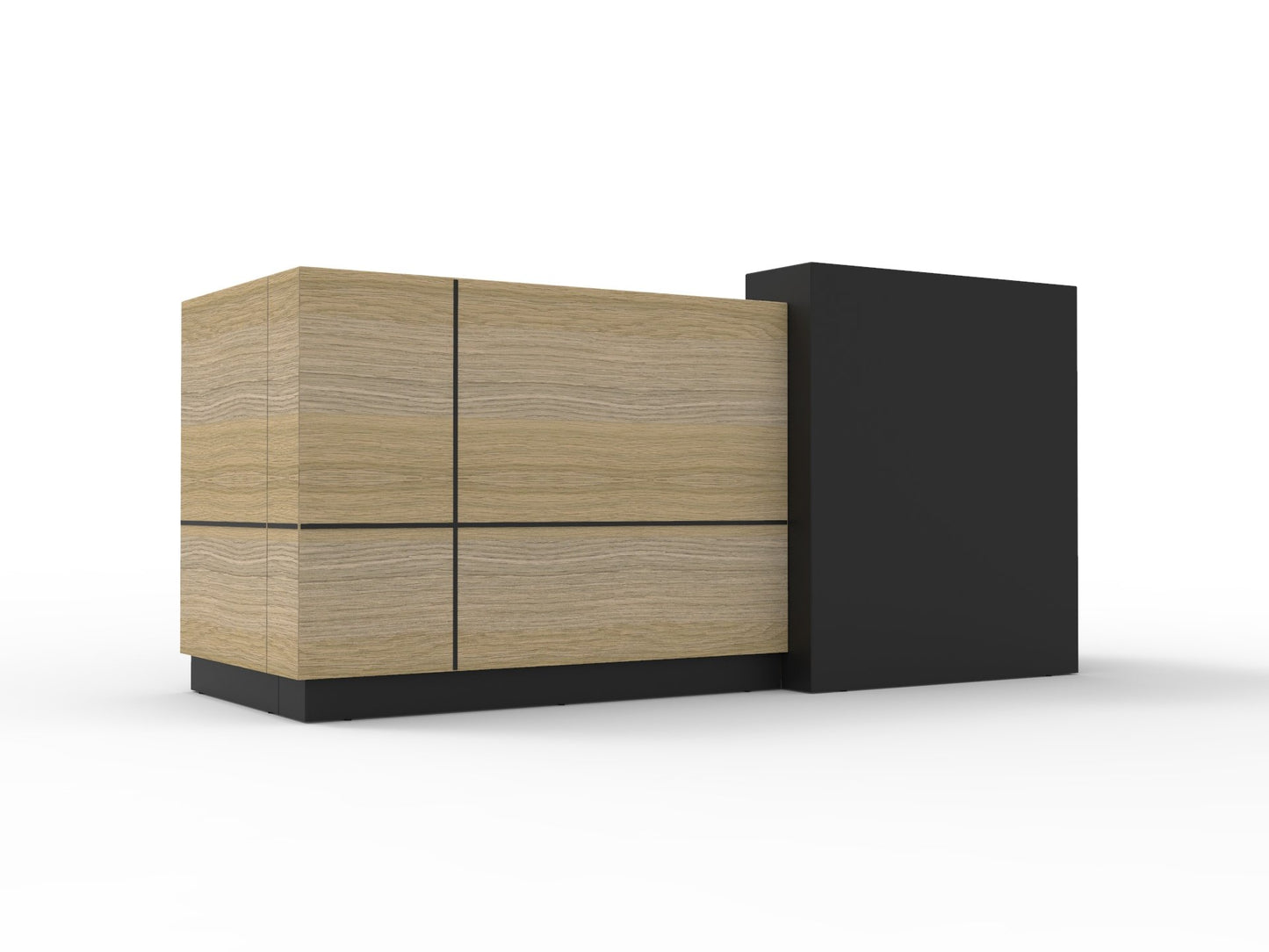 Sempre Reception Counter in natural oak and black finish