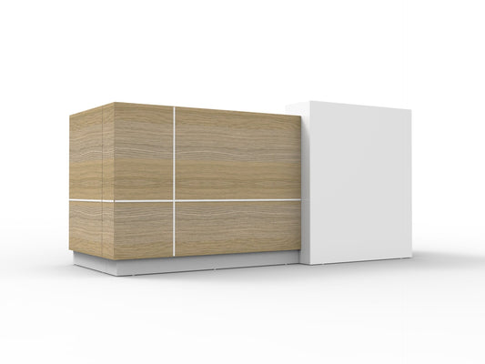 Sempre Reception Counter in natural oak and white finish