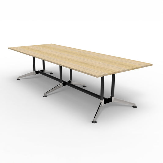 Typhoon Boardroom Table with black frame and polished aluminium feet