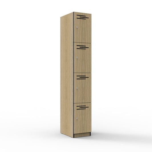 4 Door Melamine Locker Hire in natural oak - primary view
