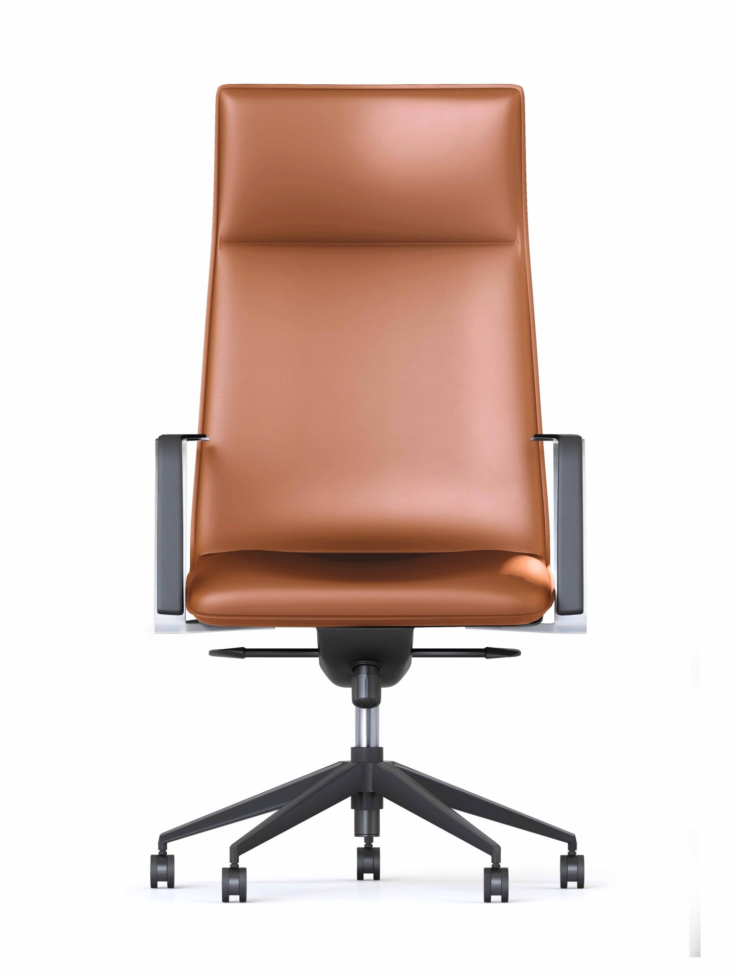 Mirage High Back Executive Chair in tan leather angled side view