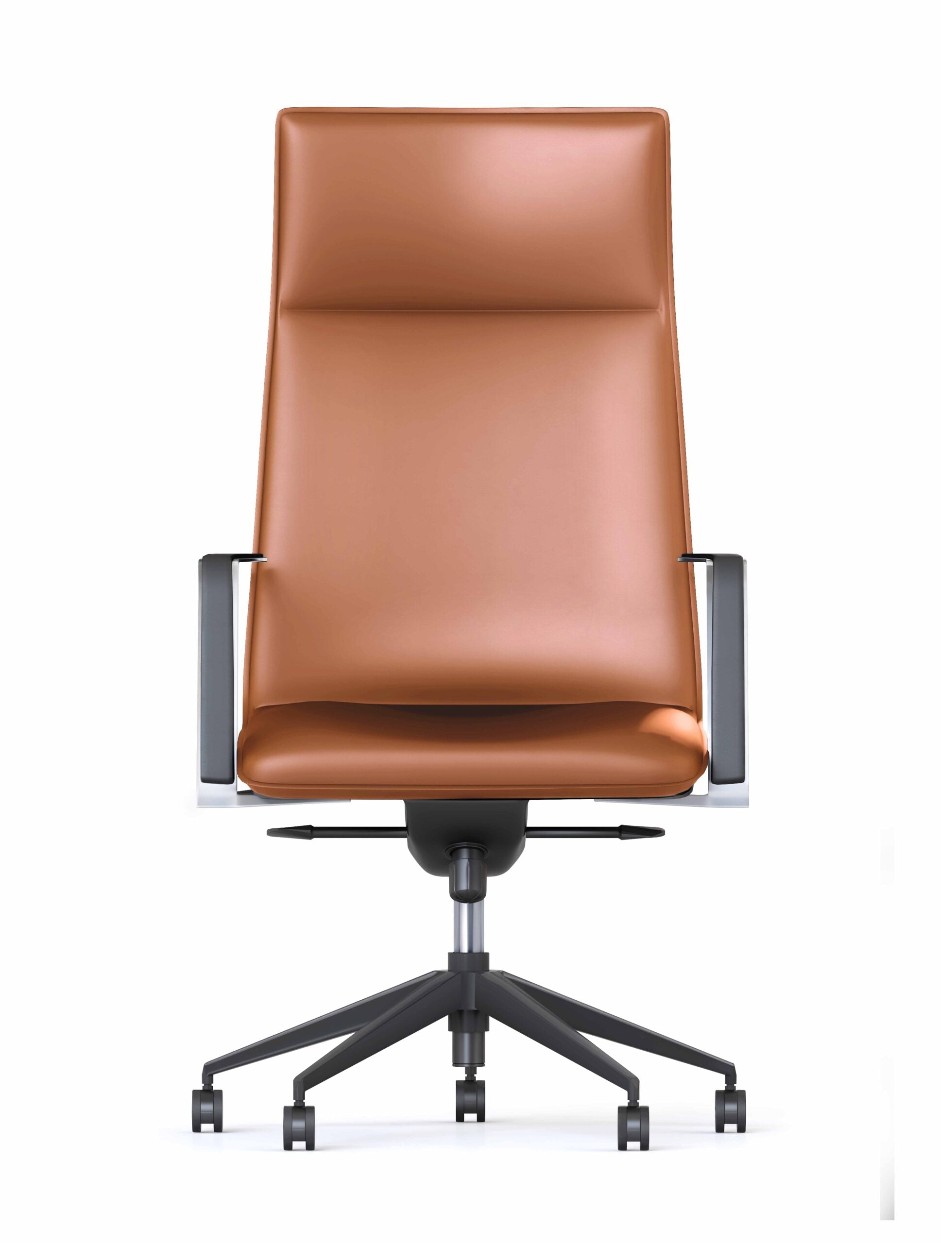Mirage High Back Executive Chair in tan leather angled side view