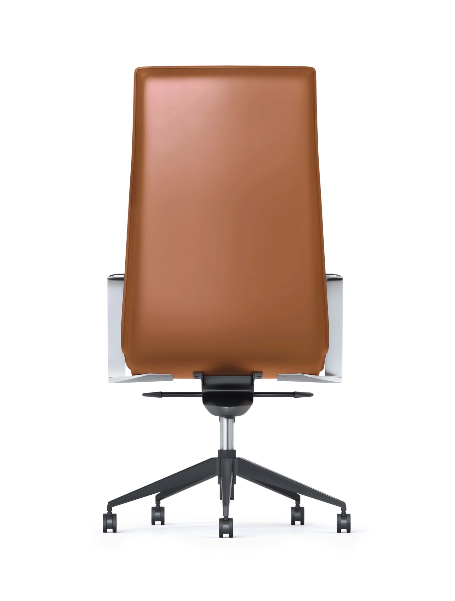 Mirage High Back Executive Chair tan leather rear view with aluminium base