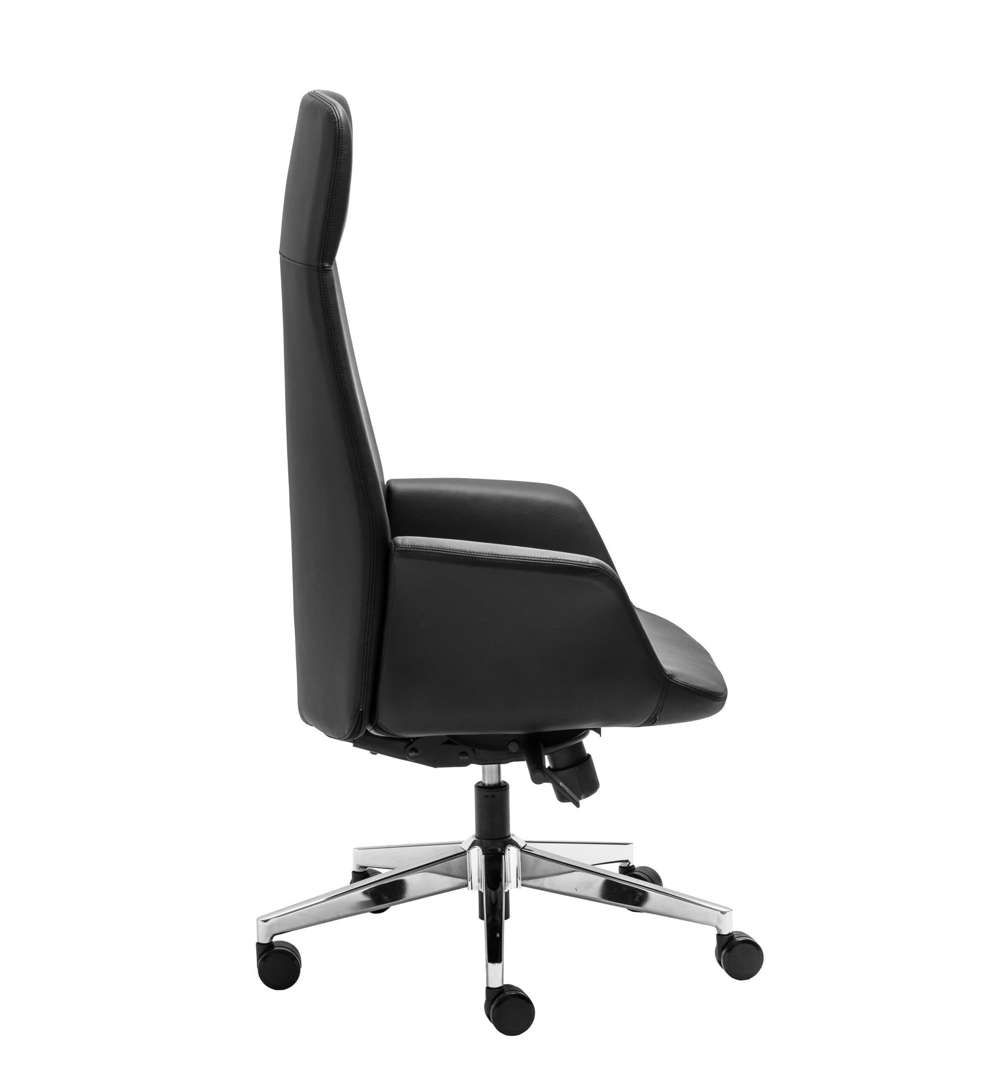 Accord High Back Chair black leather seat and back detail