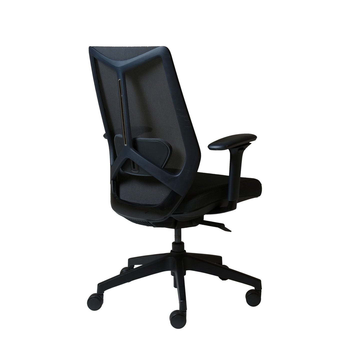 Rear view of the ARCO Chair showing black mesh back support