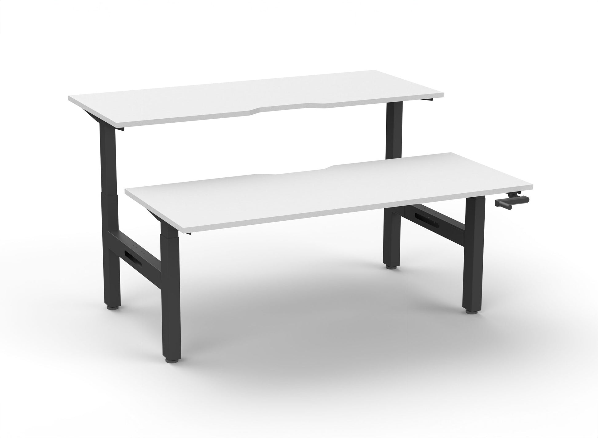 Boost Crank Back To Back Workstation Without Cable Tray / Natural White Top & Black Satin Frame / N/A / Without Screen / 1500mm W x 750mm D product view for office furniture hire