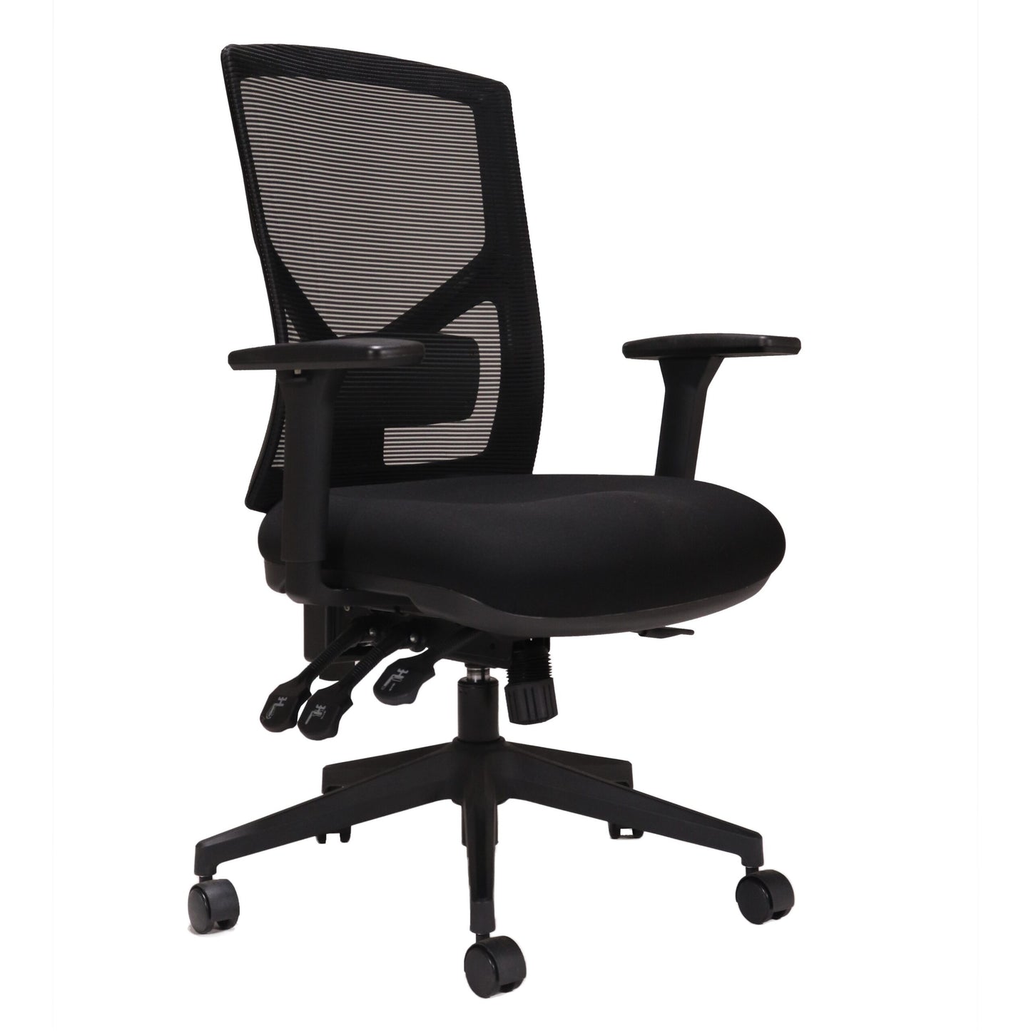 Breeze black mesh chair side view for commercial chair hire