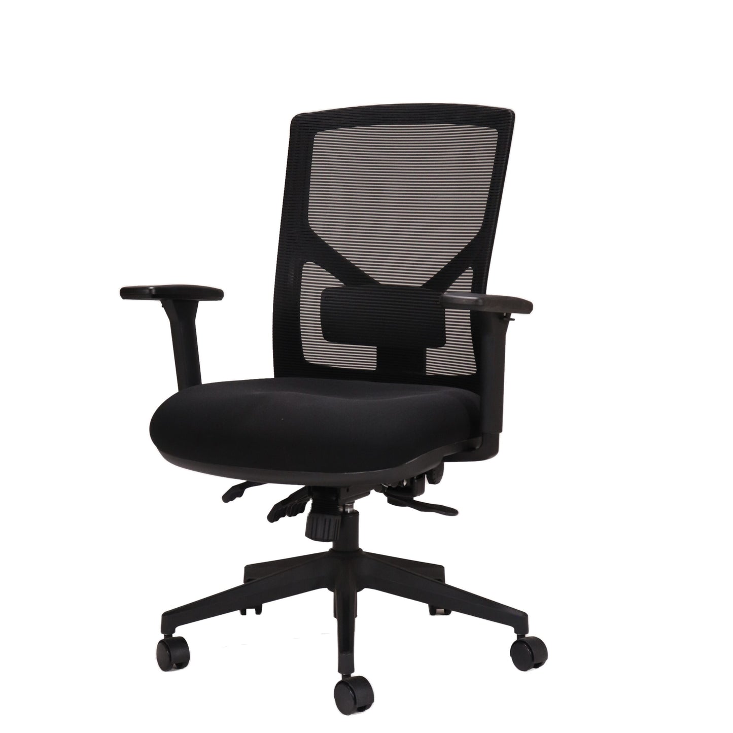 Breeze black operator chair rear view for workplace hire