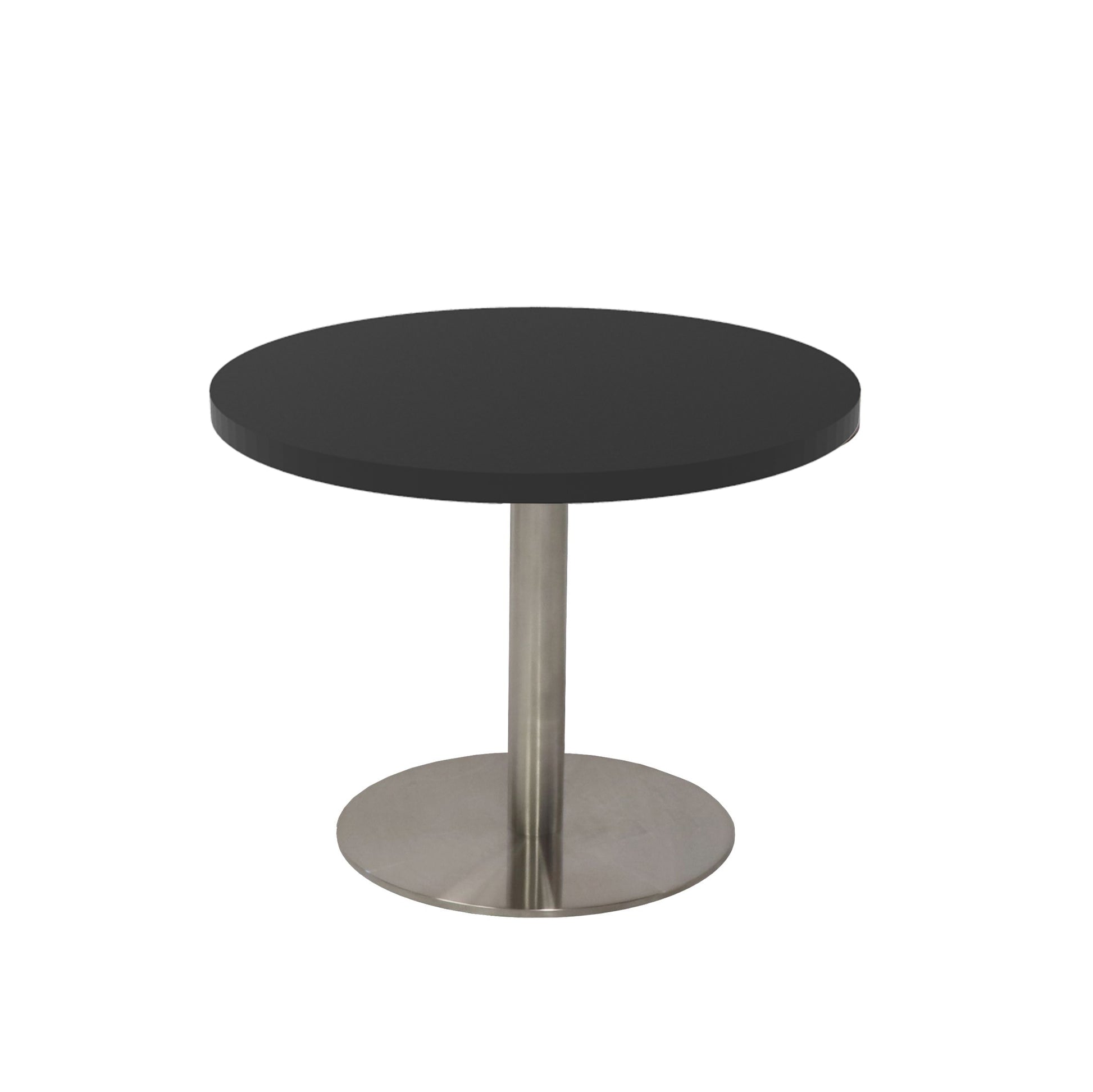 Estilo Round Coffee Table Stainless Steel / 600mm Dia / Black product view for office furniture hire