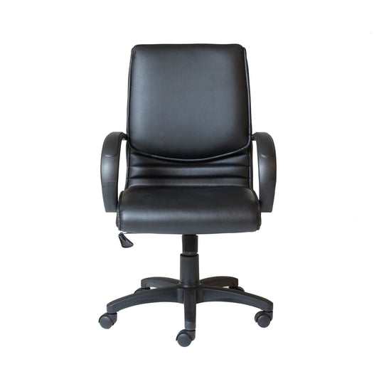Front view of the black CL610 Medium Back PU Executive Chair