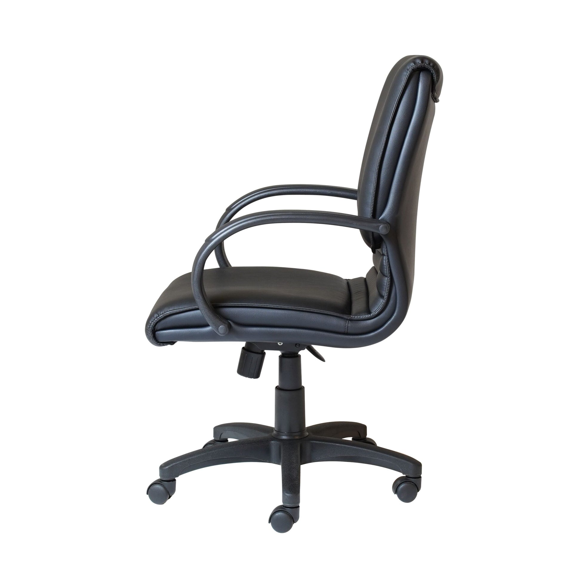 CL610 medium back office chair showing black PU upholstery