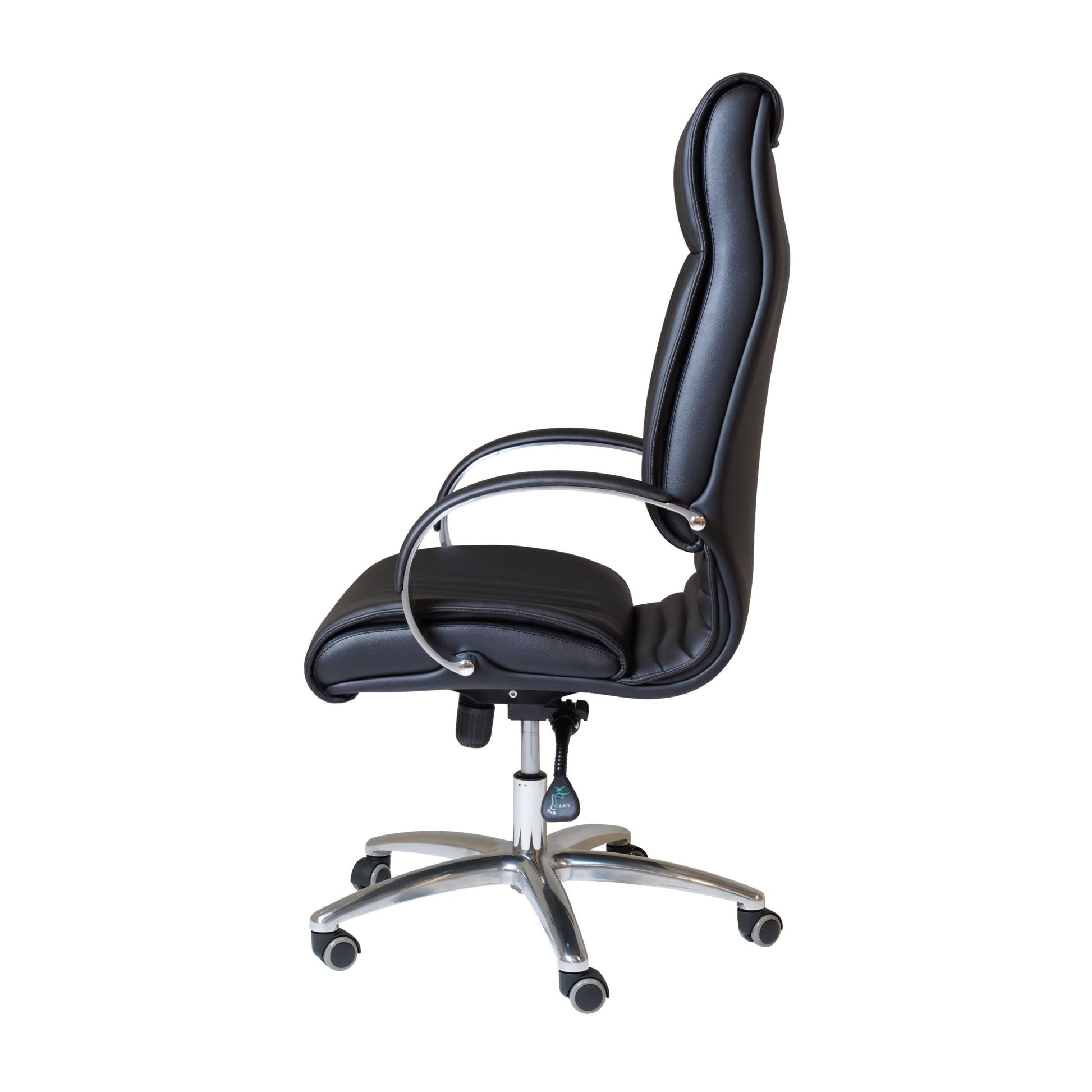 CL820 black PU seat and back detail for commercial office hire