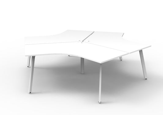 Infinity 120 Degree Workstation - Eternity Leg Hire in white - angled view