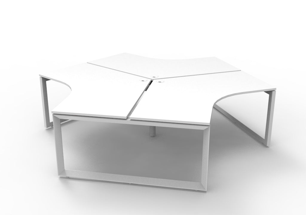 Infinity 120 Degree Workstation - Loop Leg Hire in white - angled view