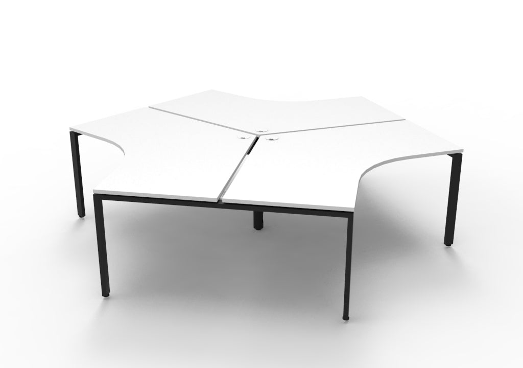 Infinity 120 Degree Workstation - Profile Leg Hire in black - angled view