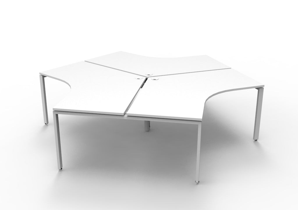Infinity 120 Degree Workstation - Profile Leg Hire in white - angled view
