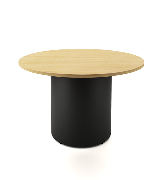 Drum Base Table Hire in black - angled view