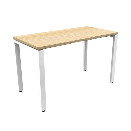 Deluxe Profile Steel Frame Table 1200mm natural oak top with white frame
