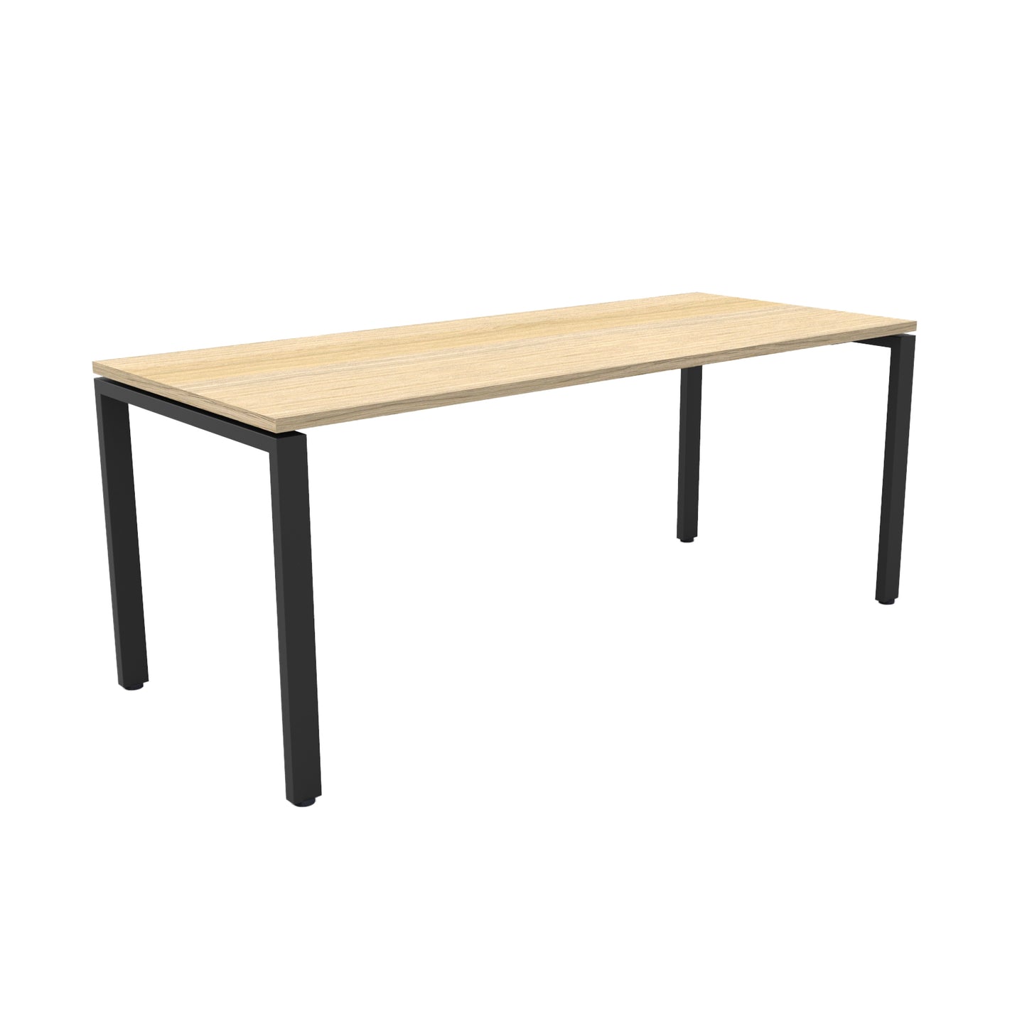 Deluxe Profile Steel Frame Table 2100mm natural oak top with black frame