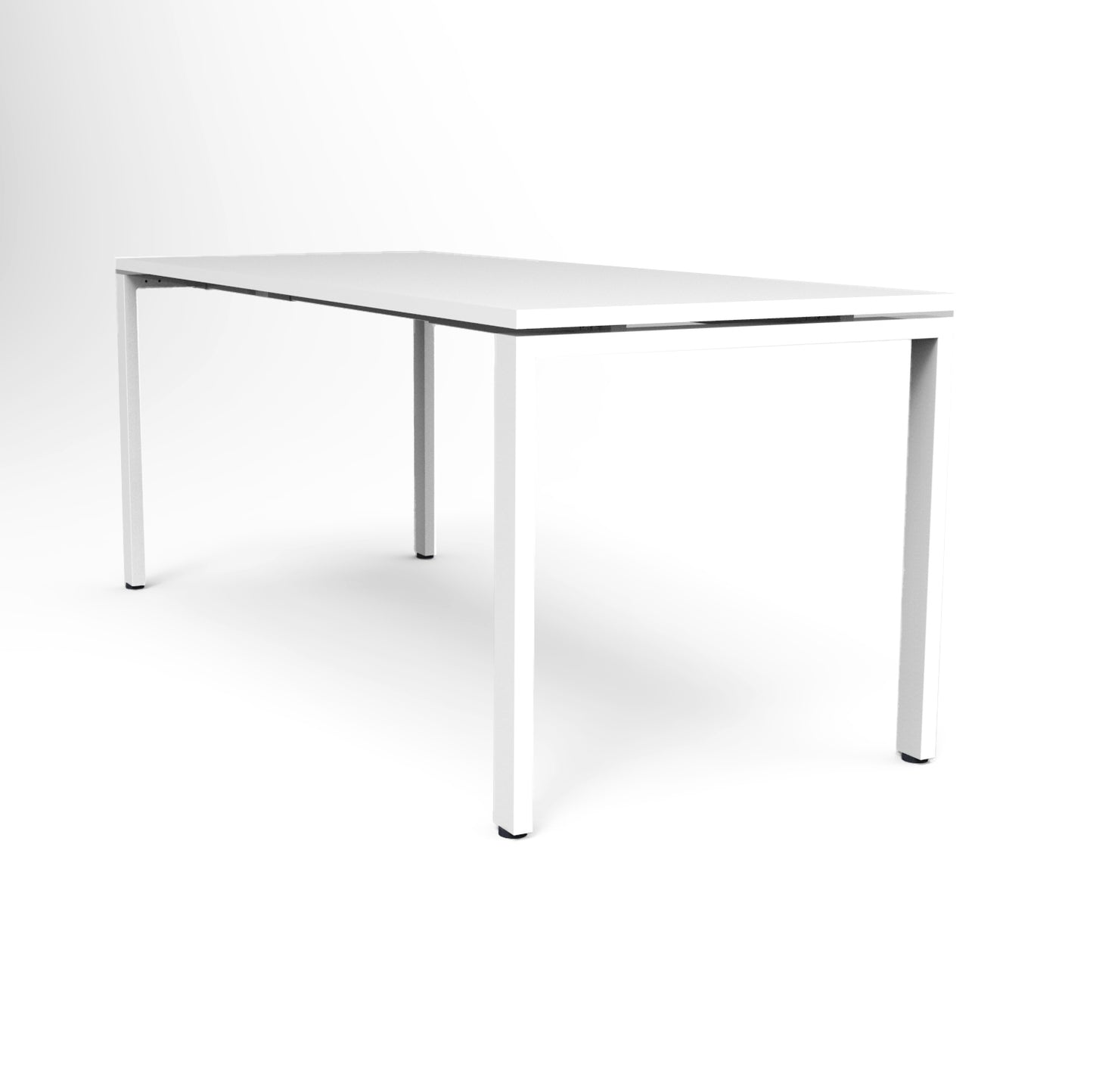 Deluxe Profile Steel Frame Table 2100mm natural white top with white frame