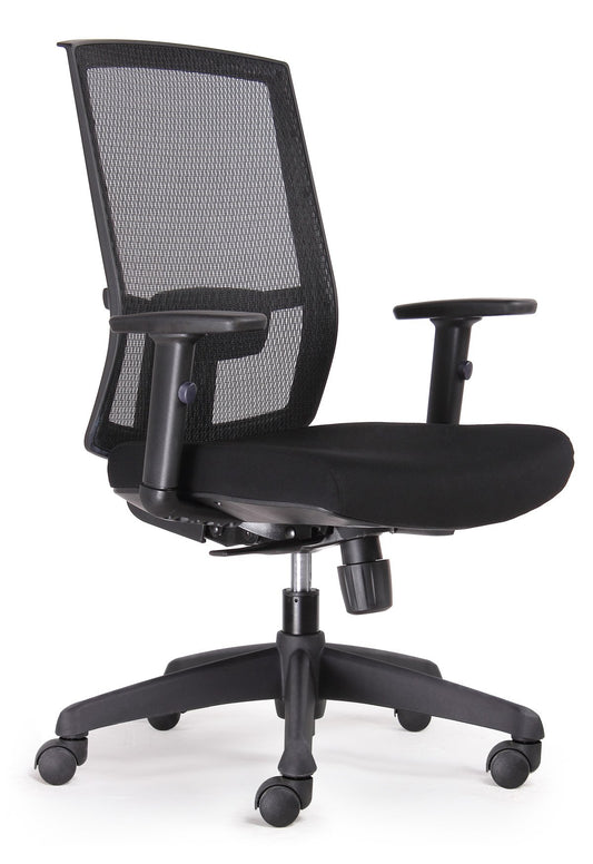 Black KAL high-back mesh task chair with adjustable arms