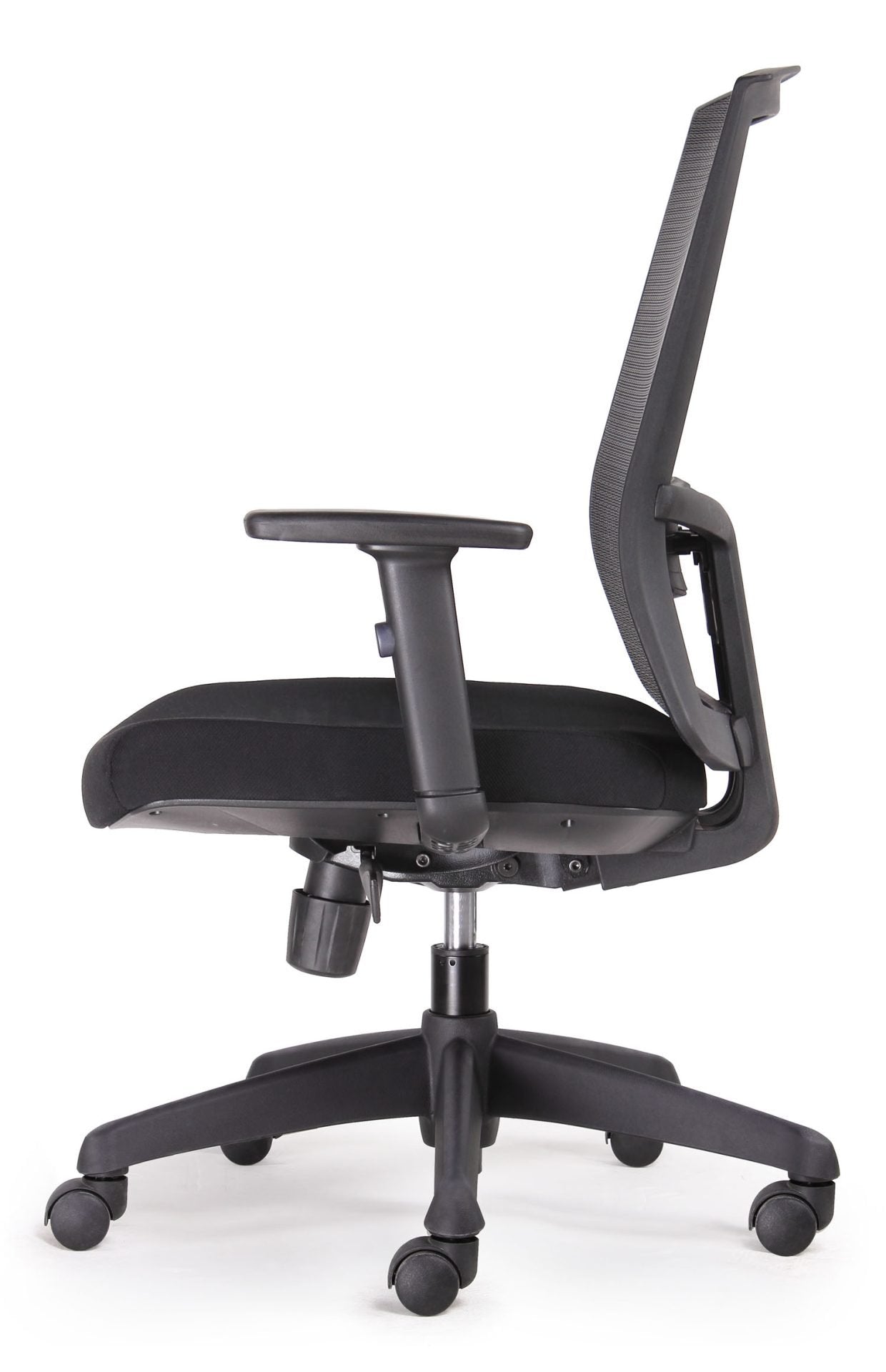 KAL commercial task chair with lumbar support and black five-star base