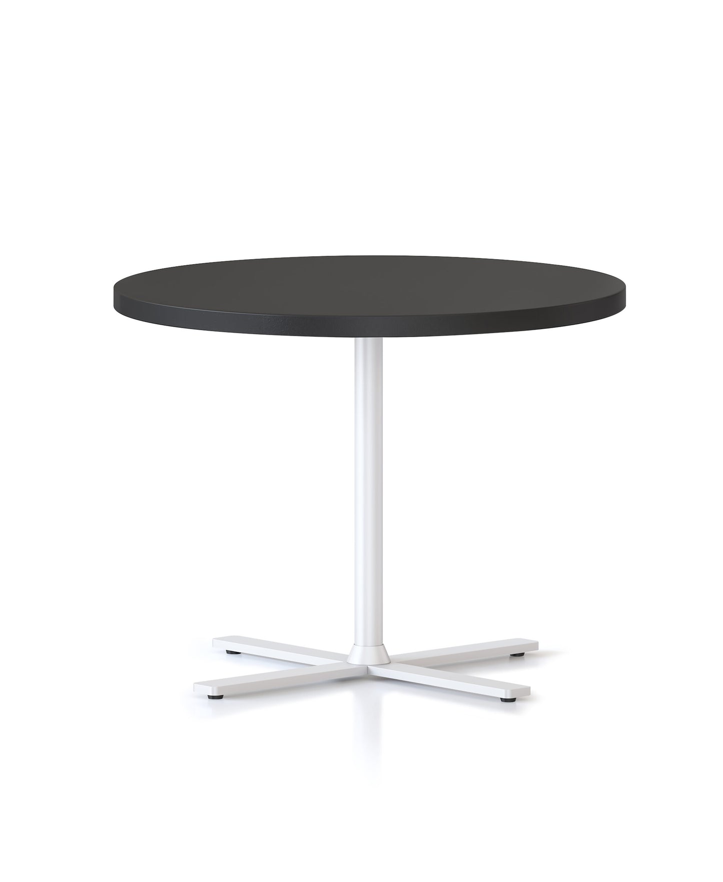 Kolo Side & Coffee Table White P/C / 600mm Dia x 457mm H / Black product view for office furniture hire
