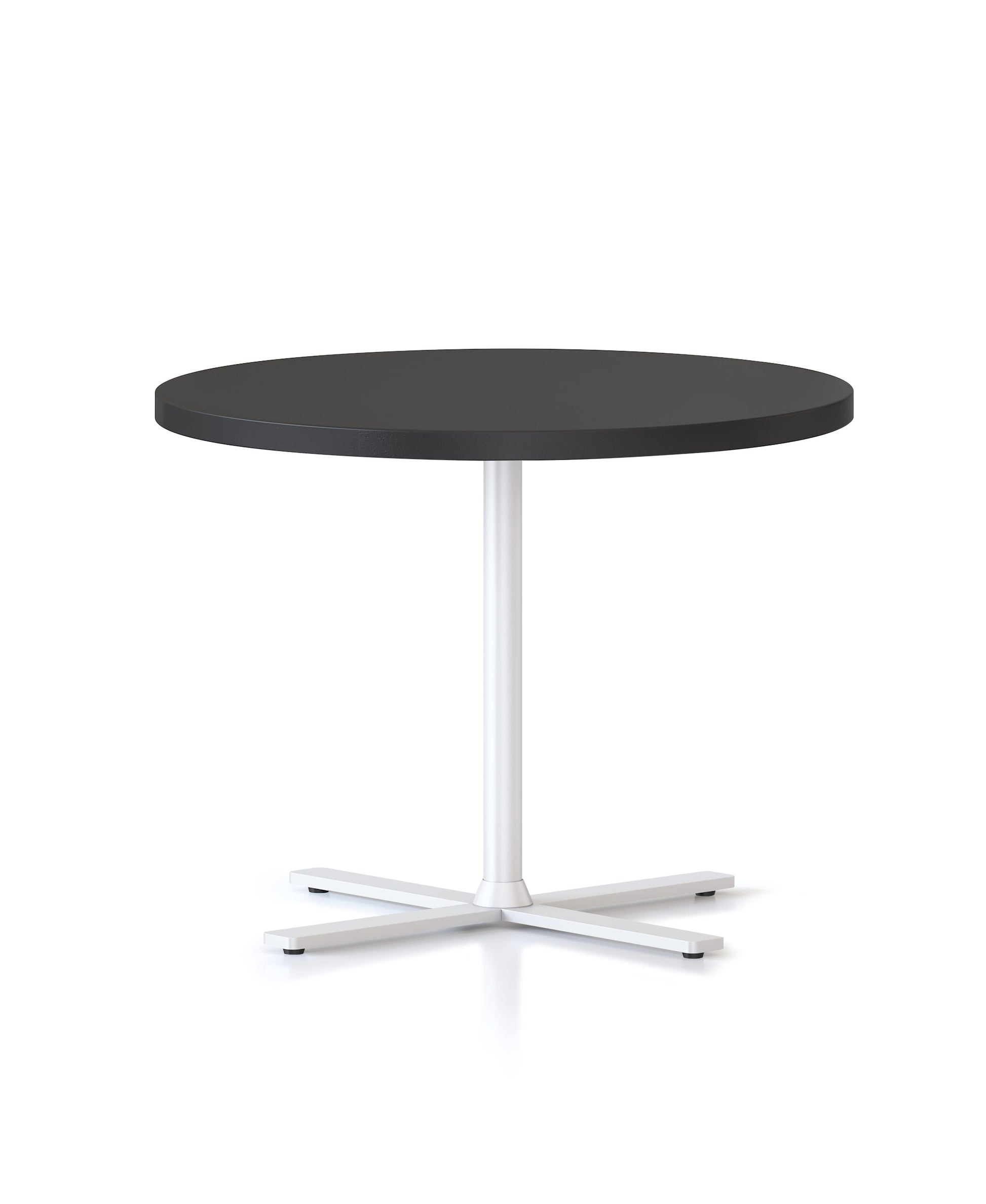 Kolo Side & Coffee Table White P/C / 600mm Dia x 457mm H / Black product view for office furniture hire